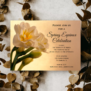 Invitation Fleurs de jonquilles blanches Fête de l'équinoxe d