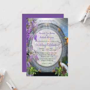 Invitation Fleurs de la Wisteria tropicale et grands oiseaux