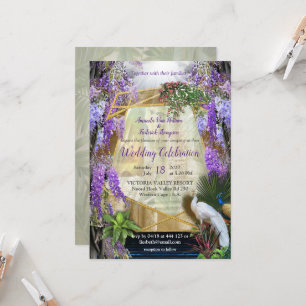 Invitation Fleurs de la Wisteria tropicale & grands oiseaux c