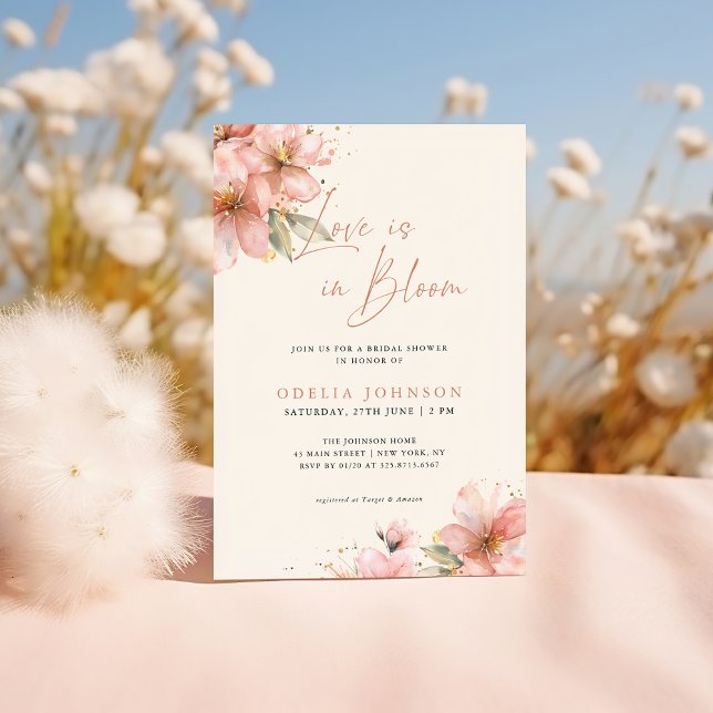 Invitation Fleurs de l'amour en Fleur Rose Tendre Mariage (Créateur téléchargé)