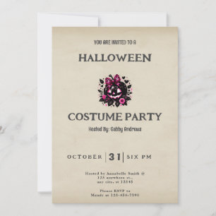 Invitation Fleurs de lanterne Jack-O' Vintage Halloween
