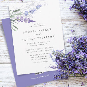 Invitation Fleurs de lavande à l'aquarelle romantique avec co