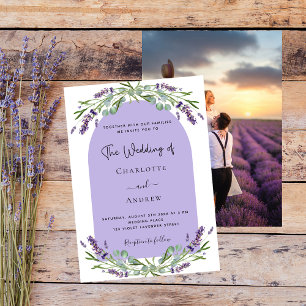 Invitation Fleurs de lavande arche photo violet mariage