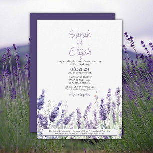 Invitation Fleurs de lavande botanique Mariage Décontracté