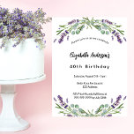 Invitation Fleurs de lavande d'anniversaire eucalyptus verdur<br><div class="desc">Une invitation classique pour une fête d'anniversaire de 40ème (ou tout âge). Décoré de fleurs de lavande et de verdure d'eucalyptus. Personnalisez et ajoutez votre nom et les détails de votre fête. Dos : violet, arrière - plan couleur lavande. Vous pouvez modifier la couleur de l'arrière - plan si vous...</div>