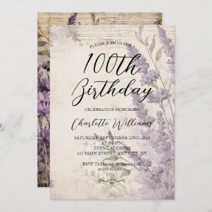 Invitation Fleurs de lavande Femmes 100e anniversaire