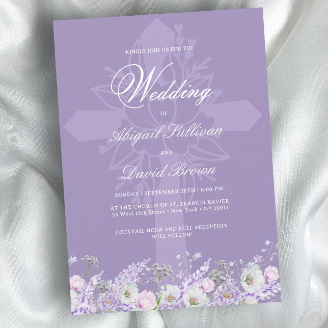 Invitation Fleurs de Lavande Mariage Religieux (Créateur téléchargé)
