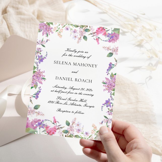 Invitation Fleurs de lavande Mariage violet (Créateur téléchargé)