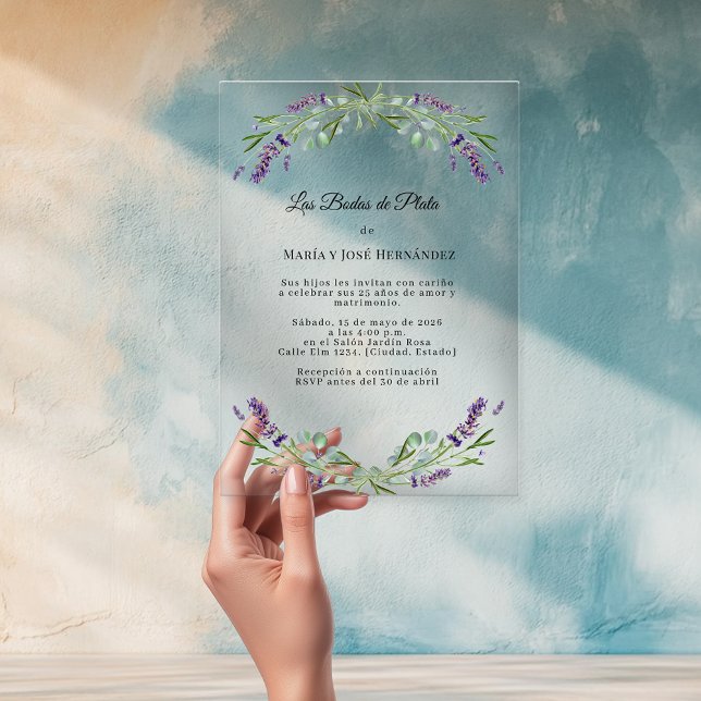 Invitation Fleurs de Lavande pour Noces d'Argent (Créateur téléchargé)