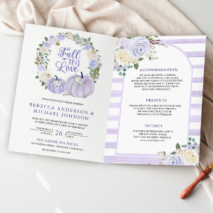 Invitation Fleurs de Lavande Roses Citrouille Code QR Mariage