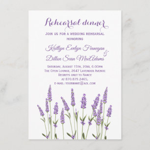 Invitation Fleurs de lavande violette Répétition Dîner