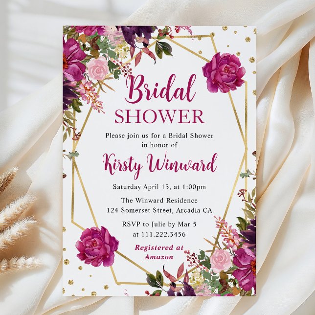 Invitation Fleurs de l'été rose cadre de la douche de mariée (Créateur téléchargé)