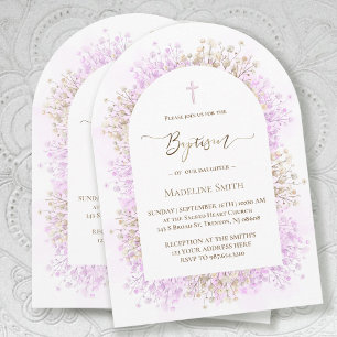 Invitation fleurs de lilas blanc aquarelle Baptême