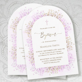 Invitation fleurs de lilas blanc aquarelle Baptême