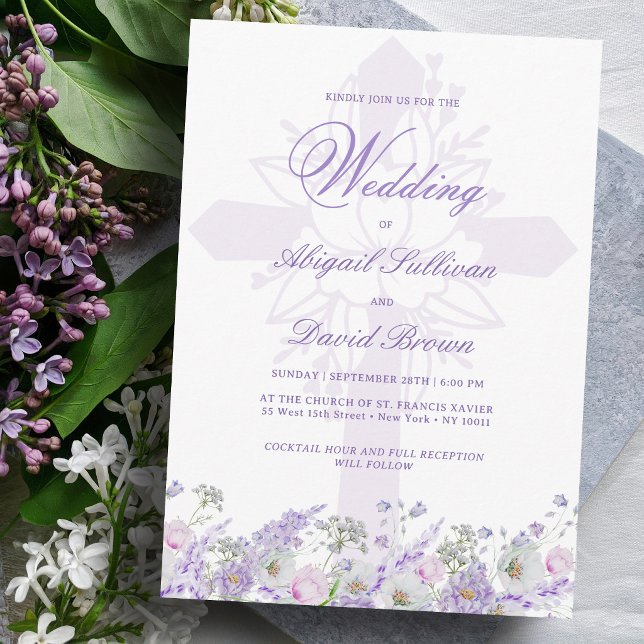 Invitation Fleurs de lilas Mariage religieux (Créateur téléchargé)