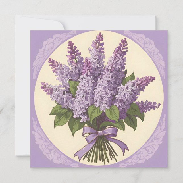 Invitation Fleurs de lilas violettes (Devant)