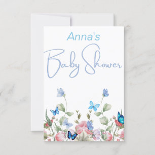 Invitation Fleurs de loup et papillons bleus