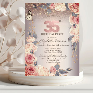 Invitation Fleurs de Luxe, Papillon, Lumières 35e Anniversair