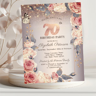 Invitation Fleurs de Luxe, Papillon, Lumières 70e Anniversair