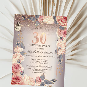 Invitation Fleurs de Luxe, Papillons, Lumières 30e Anniversai