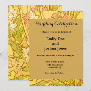 Invitation fleurs de lys Art nouveau d'Alphonse Mucha