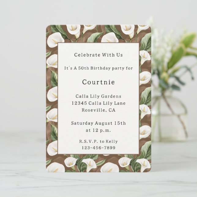 Invitation Fleurs de lys calla Anniversaire   (Debout devant)
