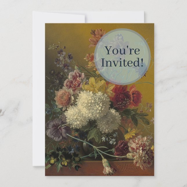 Invitation Fleurs de maître hollandais antique Georgius van O (Devant)
