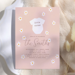 Invitation Fleurs de marguerite Bohème Rose Baby Shower Petit