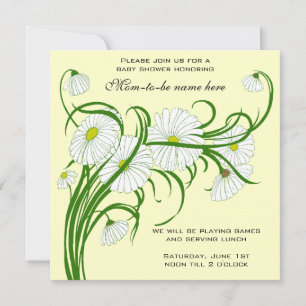 Invitation Fleurs de marguerite de Gerber blanche vintage Bab