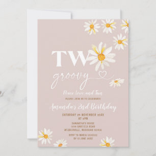Invitation Fleurs de marguerite rétro deux fête d'anniversair