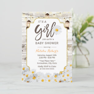 Invitation Fleurs de marguerite rustiques Lanternes Baby show