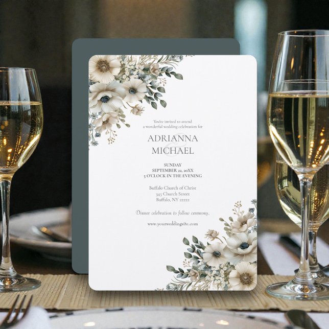 Invitation Fleurs de mariage à l'aquarelle (Créateur téléchargé)