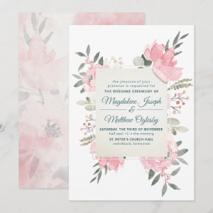 Invitation Fleurs de mariage à l'aquarelle en écriture floral