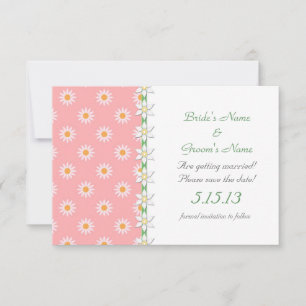 Invitation Fleurs de mariage aux marguerites vertes roses Enr