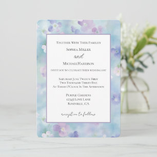 Invitation Fleurs de mariage bleu lavande blanc violet