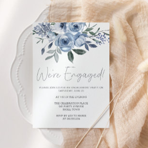 Invitation Fleurs de mariage bleu pastel poussiéreux