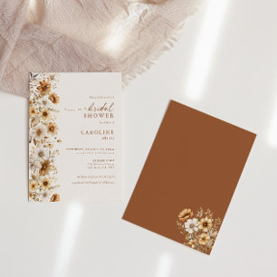 Invitation Fleurs de mariage champêtre orange brûlé pour la m