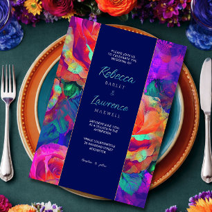 Invitation Fleurs de mariage chic colorées lumineuses