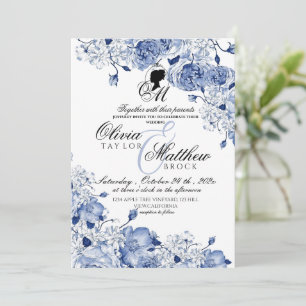 Invitation Fleurs de mariage de jardin Elégante photo Rose bl