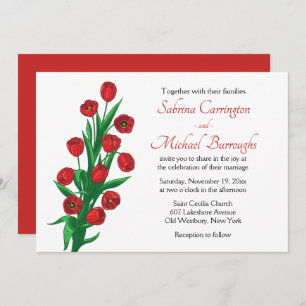 Invitation Fleurs de mariage des tulipes rouges florales Prin