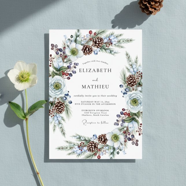 Invitation Fleurs de mariage en blanc pour l'hiver (Créateur téléchargé)