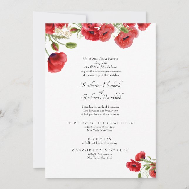 Invitation Fleurs de mariage formelles d'invitation des deux  (Devant)