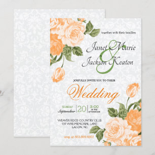 Invitation Fleurs de mariage orange élégantes