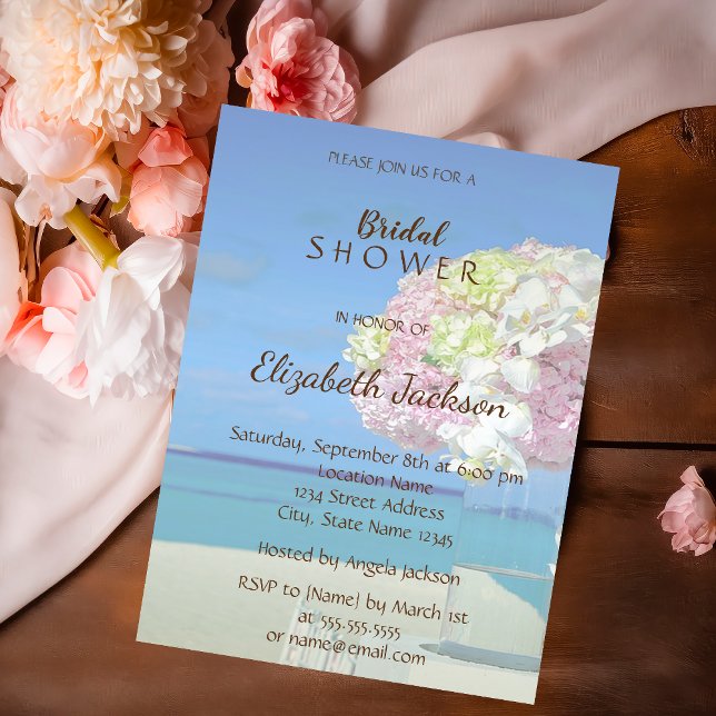 Invitation Fleurs de Mariage sur la Plage  Réception de Maria (Créateur téléchargé)