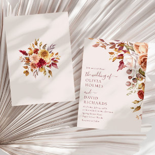 Invitation Fleurs de mariage Taupe Neutre Élégant Classique