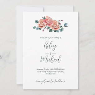 Invitation Fleurs de mariage vintage Roses roses rustiques In