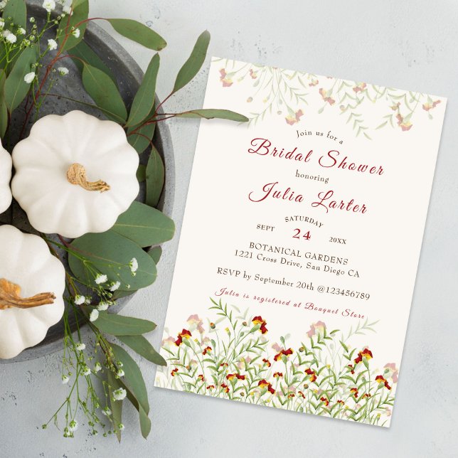 Invitation Fleurs de Marigold sauvage Fête des mariées de feu (Créateur téléchargé)