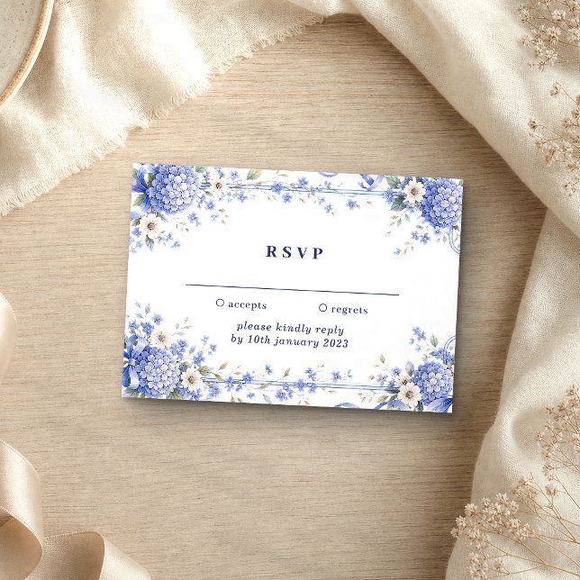 Invitation Fleurs de marine bleues Répondez aimablement au ma (Créateur téléchargé)