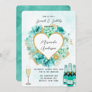 Invitation Fleurs de menthe et de houille d'or Brunch & Bubbl