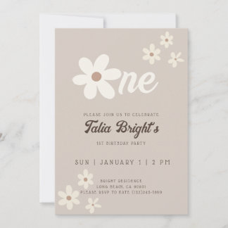 Invitation Fleurs de naissance Daisy Vibes Naturelles Bohème 